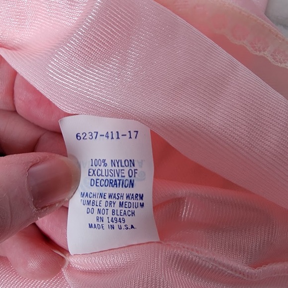 NWT Vintage Velrose Nightgown Small Pink Nylon Lace Trim Made in USA 1960s 70s - Picture 9 of 9